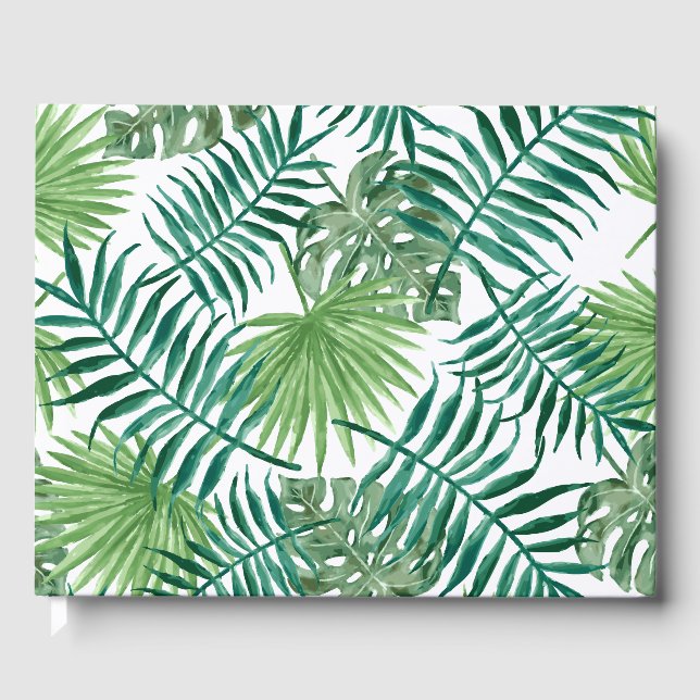 Tropical Jungle Leaves Guest Book (Front)