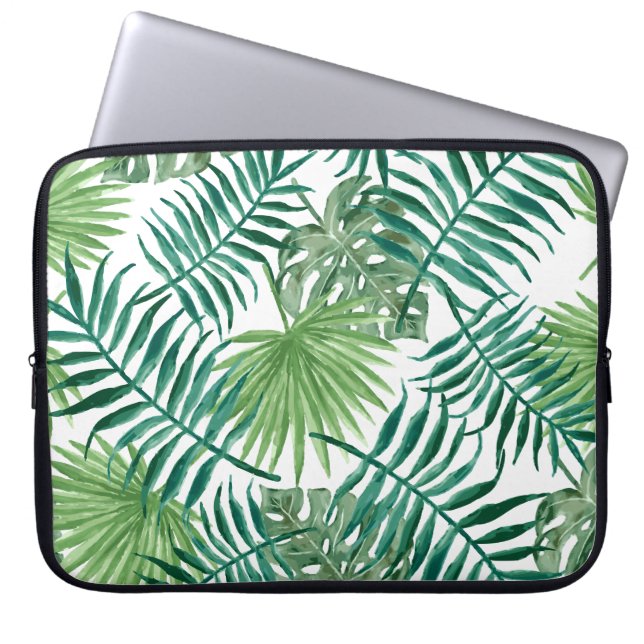Tropical Jungle Leaves Laptop Sleeve (Front)