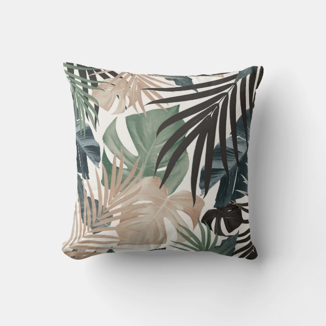 Tropical Jungle Leaves Pattern #13 (Fall Colours) Cushion (Front)