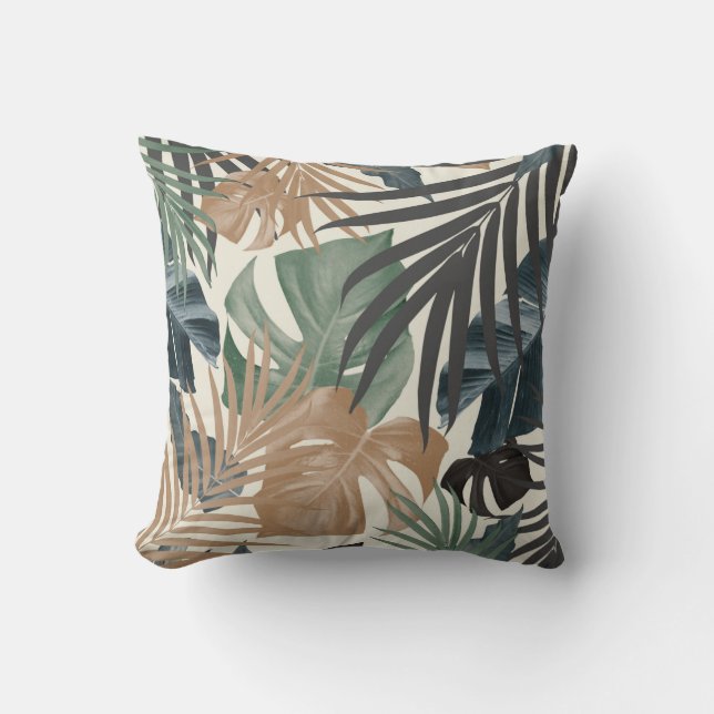 Tropical Jungle Leaves Pattern #13a Cushion (Front)