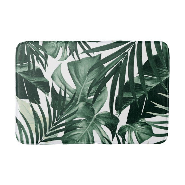 Tropical Jungle Leaves Pattern #4 Bath Mat (Front)