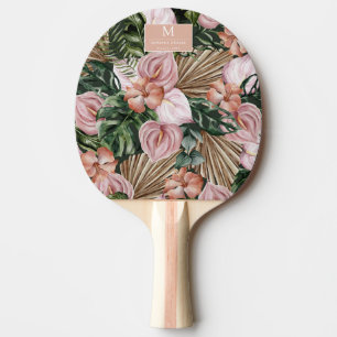 Tropical Jungle leaves Rainforest flowers Ping Pong Paddle