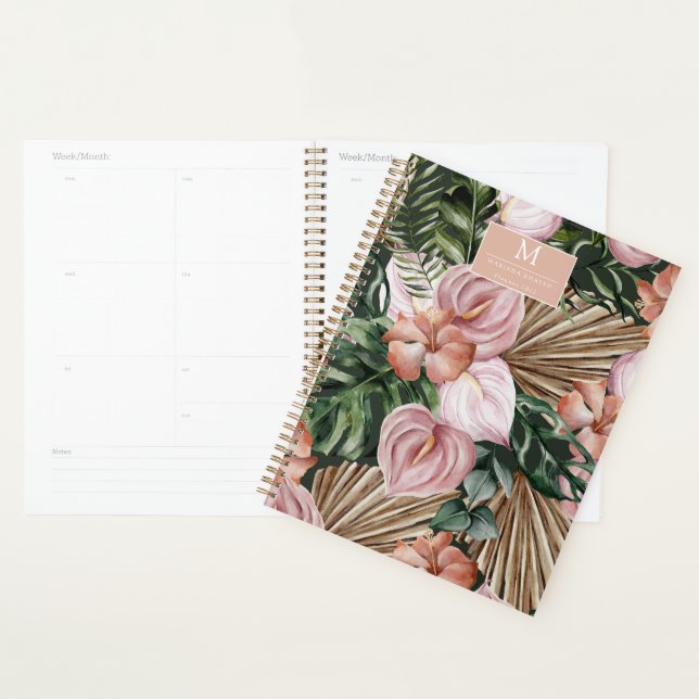 Tropical Jungle leaves Rainforest flowers Planner (Display)
