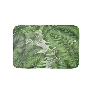 Tropical jungle leaves: seamless floral background bath mat