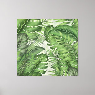 Tropical jungle leaves: seamless floral background canvas print