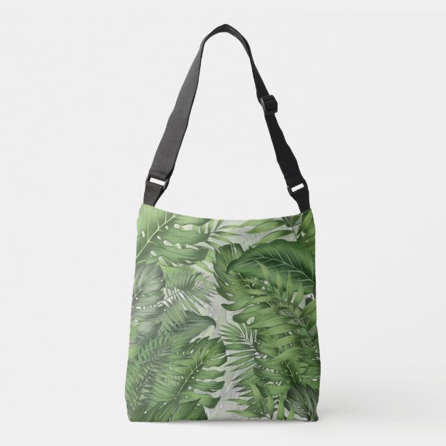 Tropical jungle leaves: seamless floral background crossbody bag (Front)