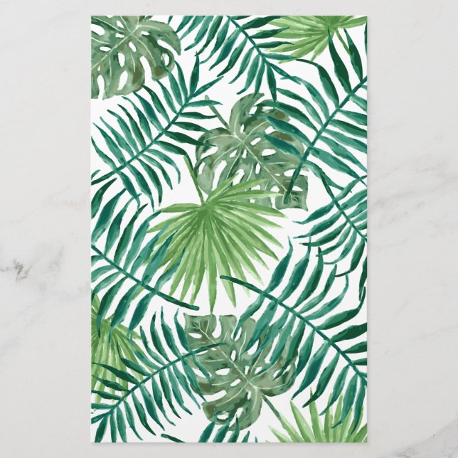 Tropical Jungle Leaves Stationery (Front)