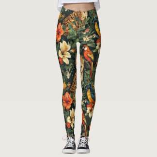 Tropical Jungle Leopard All-Over-Print Leggings