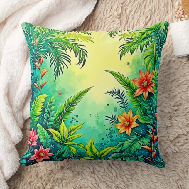 Tropical Jungle Lush Paradise Design Cushion (Blanket)
