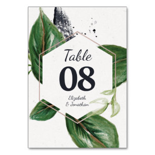 Tropical jungle modern greenery leafage table number