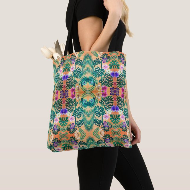 tropical jungle painting tote bag (Close Up)