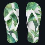 tropical jungle palm leaves flip flops<br><div class="desc">Totally tropical jungle design flip flops with lush green palm leaves.  These come from our tropical collection which includes invitations and a range of stationery.</div>