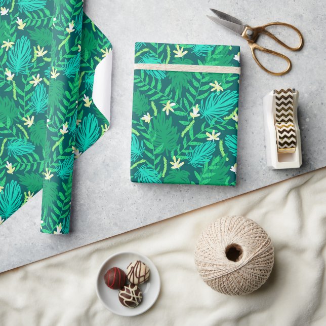 Tropical Jungle Palm Leaves Wrapping paper (Crafts)