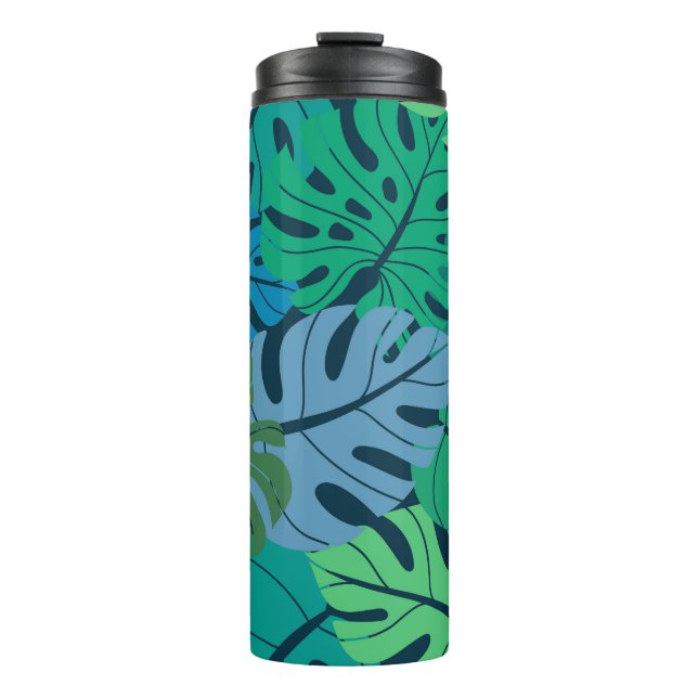Tropical Jungle Palm Seamless Pattern Thermal Tumbler (Front)