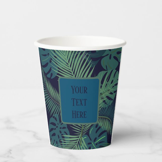 Tropical Jungle Paper Cup – Custom Palm Leaf  (Front)