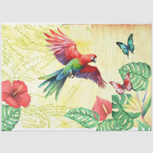 Tropical Jungle Parrot and Butterfly Tissue Paper