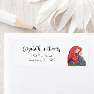 Tropical Jungle Parrot Drawing Return Address
