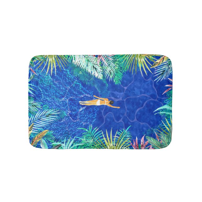 Tropical Jungle Pool  Bath Mat (Front)