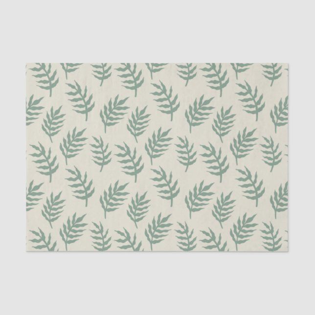 Tropical Jungle Rainforest  Fern Leaves Pattern  Tissue Paper (Front)