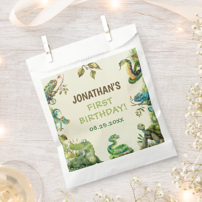 Tropical Jungle Reptile Kids Birthday Party Favour Bags (Clipped)