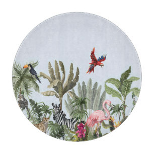 Tropical Jungle Round Area Rug - Wildlife Cutting Board