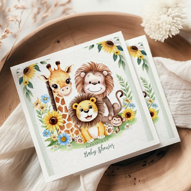 Tropical Jungle Safari Animals Baby Shower Napkin (Creator Uploaded)