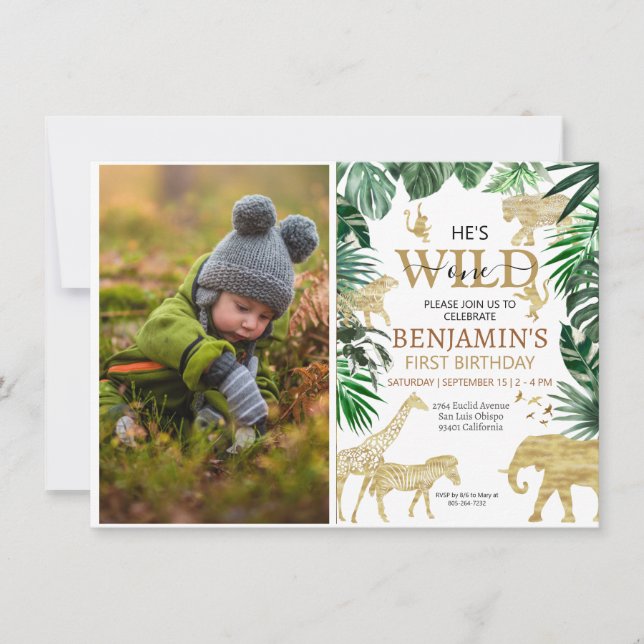 Tropical Jungle Safari Animals Birthday Invitation (Front)