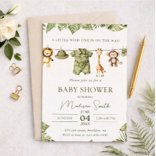 Tropical Jungle Safari Animals Boy Baby Shower Invitation