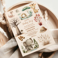 Tropical Jungle Safari Animals Boy Baby Shower