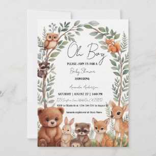 Tropical Jungle Safari Animals Boy Baby Shower Invitation
