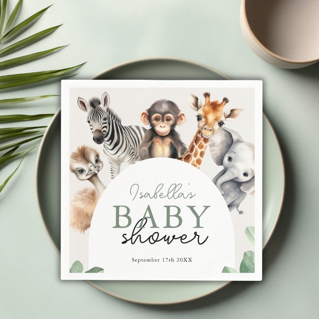 Tropical Jungle Safari Animals Boy Baby Shower Napkin (Tropical Jungle Safari Animals Boy Baby Shower Napkins)