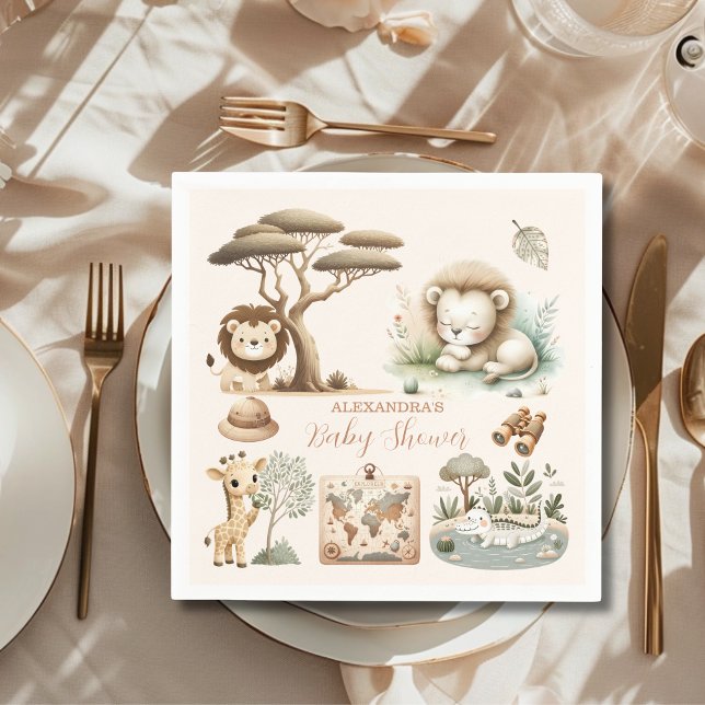 Tropical Jungle Safari Animals Boy Baby Shower Napkin (Creator Uploaded)