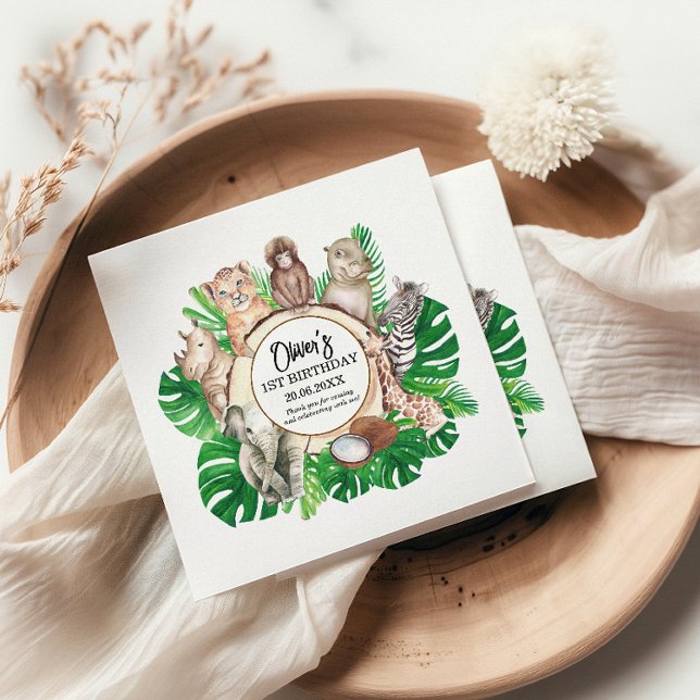 Tropical Jungle Safari Animals Boy Baby Shower Napkin (Creator Uploaded)