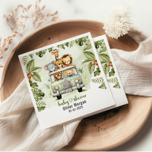 Tropical Jungle Safari Animals Boy Baby Shower Napkin