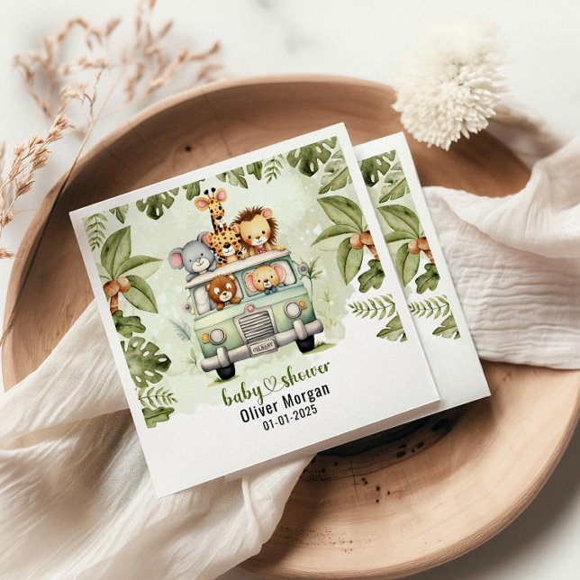 Tropical Jungle Safari Animals Boy Baby Shower Napkin (Creator Uploaded)