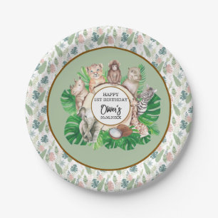 Tropical Jungle Safari Animals Boy Baby Shower Paper Plate