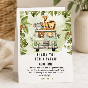 Tropical Jungle Safari Animals Boy Baby Shower Thank You Card