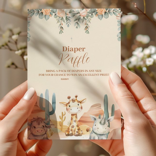 Tropical Jungle Safari Animals Boy  Raffle Diapper Enclosure Card (Creator Uploaded)