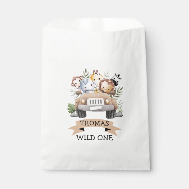 Tropical Jungle Safari Animals Party Favour Bags (Front)