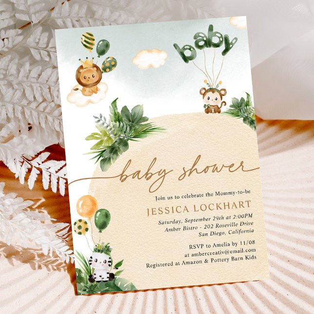 Tropical Jungle Safari Boy Baby Shower Invitation (Creator Uploaded)