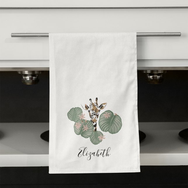 Tropical Jungle Safari Giraffe Animal Birthday Hand Towel (Creator Uploaded)