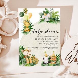 Tropical Jungle Safari Party Baby Shower Invitation