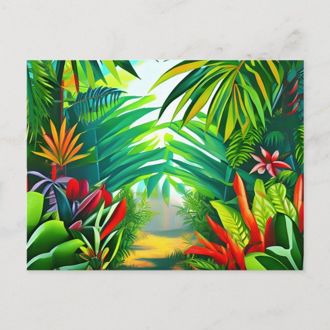 Tropical jungle scene postcard (Front)