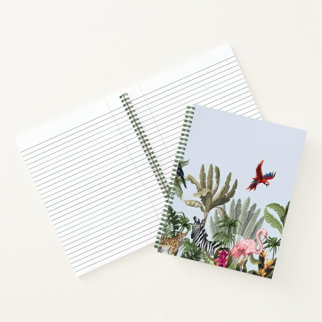 Tropical Jungle Spiral - Safari & Exotic Birds Notebook (Inside)