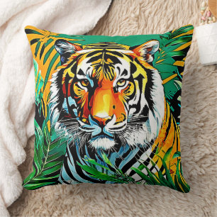 Tropical Jungle Tiger Gaze Design Cushion