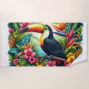 Tropical/Jungle Toucan bird Beach Towel
