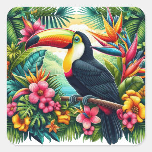 Tropical/Jungle Toucan bird Square Sticker