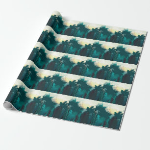 Tropical Jungle: Vintage Morning Landscape. Wrapping Paper