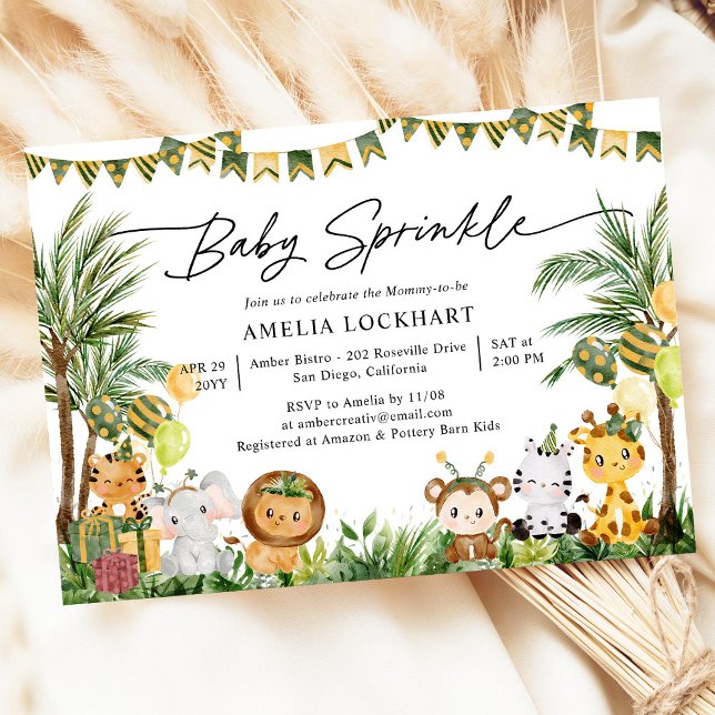 Tropical Jungle Wild Safari Baby Sprinkle Invitation (Creator Uploaded)