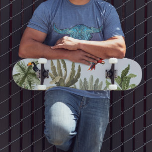 Tropical Jungle Wildlife Square Silk Scarf Skateboard